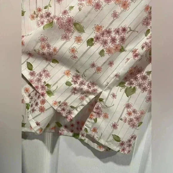 Alfred Dunner Floral Striped 3/4 Sleeve Collared Button Down Semi Sheer Size 14 - Picture 8 of 14